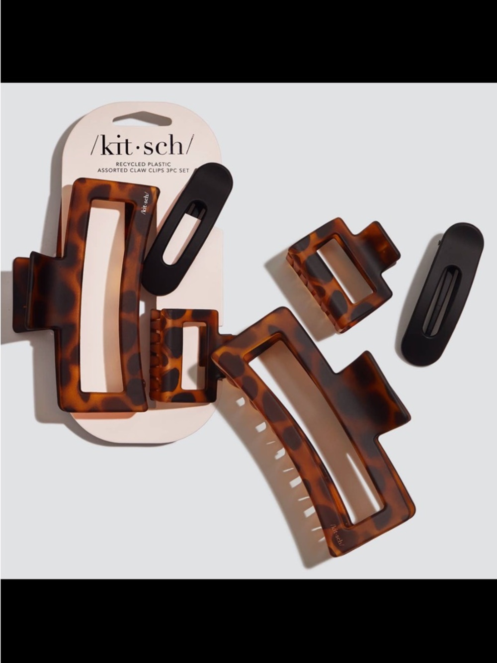 Kitsch Assorted Rectangle Claw Clips 3pc Set - Picture 1 of 2